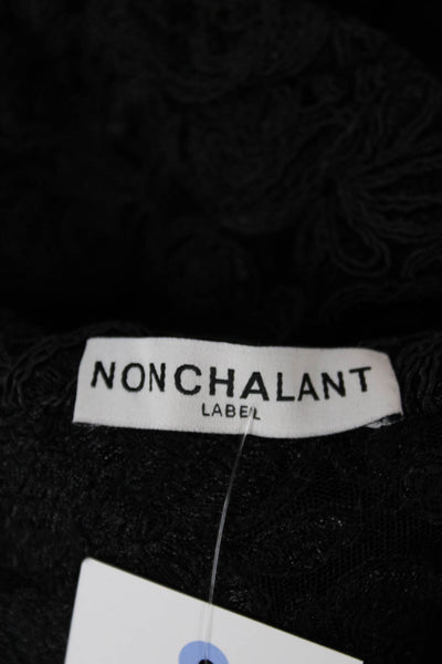 Nonchalant Label Womens Basic Jacket Black Floral Button Long Sleeve Size S