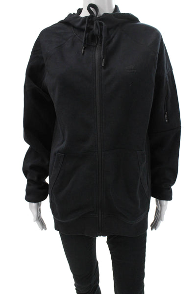 Roots Unisex Adults Full Zip Hoodie Black Cotton Size M