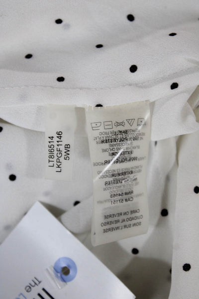 Karl Lagerfeld Women Tunic White Polka Dot Collared Tie Long Sleeve Size L