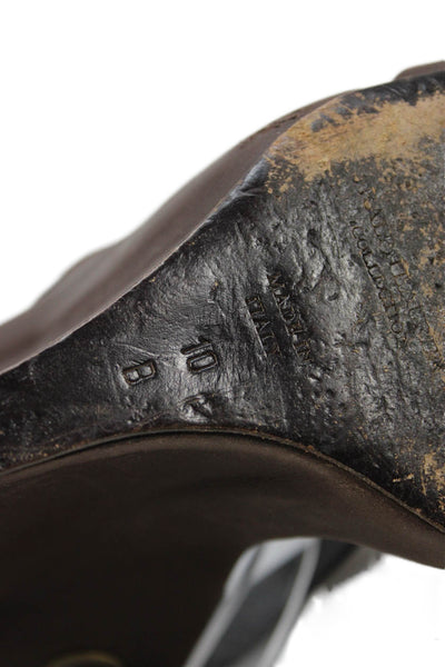 Ralph Lauren Collection Womens Ankle Strap Wedge Heels Shoes Brown Size 10B