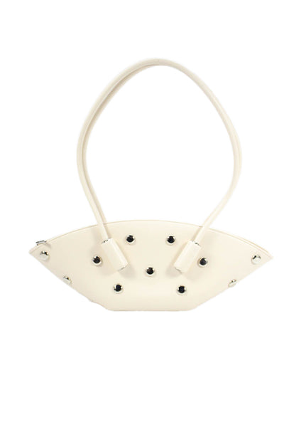 Themoire Womens Faux Leather Studded Detail Shoulder Bag Beige