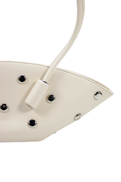 Themoire Womens Faux Leather Studded Detail Shoulder Bag Beige