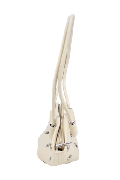 Themoire Womens Faux Leather Studded Detail Shoulder Bag Beige