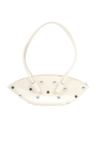 Themoire Womens Faux Leather Studded Detail Shoulder Bag Beige