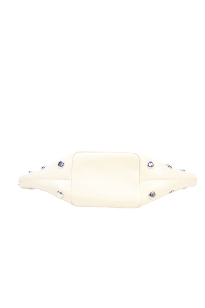 Themoire Womens Faux Leather Studded Detail Shoulder Bag Beige