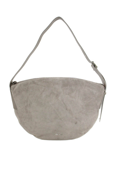 3.1 Phillip Lim Womens Suede Half Circle Shoulder Bag Gray