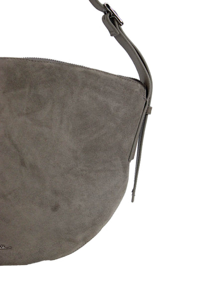 3.1 Phillip Lim Womens Suede Half Circle Shoulder Bag Gray