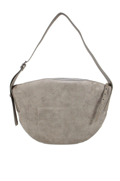 3.1 Phillip Lim Womens Suede Half Circle Shoulder Bag Gray