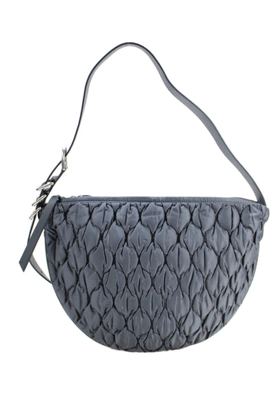 Rag & Bone Womens Quilted Detail Half Circle Shoulder Bag Gray