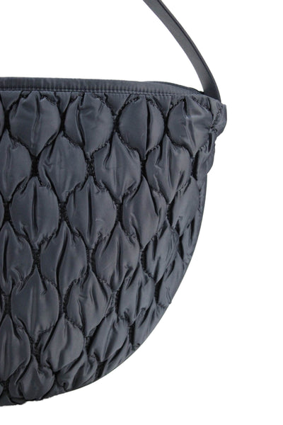 Rag & Bone Womens Quilted Detail Half Circle Shoulder Bag Gray