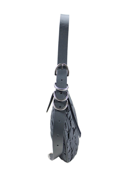 Rag & Bone Womens Quilted Detail Half Circle Shoulder Bag Gray