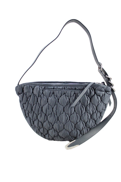 Rag & Bone Womens Quilted Detail Half Circle Shoulder Bag Gray
