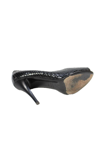 Giuseppe Zanotti Design Womens Stiletto Peep Toe Pumps Black Leather Size 37.5