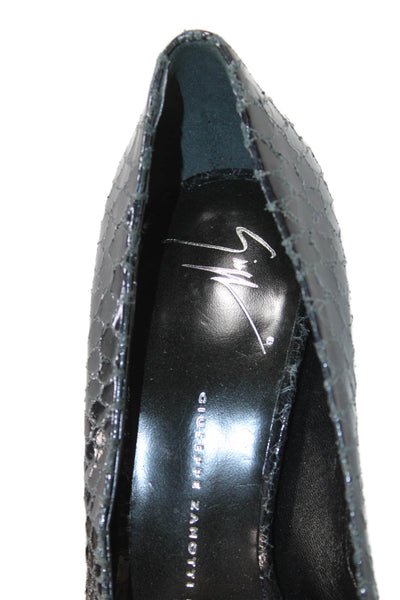 Giuseppe Zanotti Design Womens Stiletto Peep Toe Pumps Black Leather Size 37.5