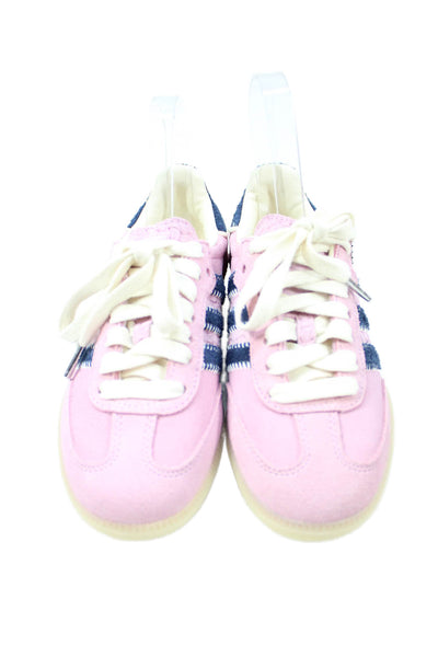 Adidas x Notitle Womens Lace Up Striped Suede Samba Sneakers Pink Navy Size 3.5