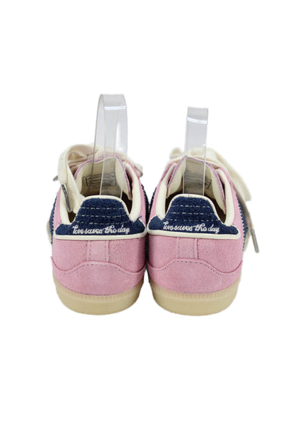 Adidas x Notitle Womens Lace Up Striped Suede Samba Sneakers Pink Navy Size 3.5