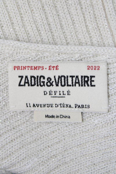Zadig & Voltaire Women Ivory Wool V Neck Sleeveless Basic Tank Size M