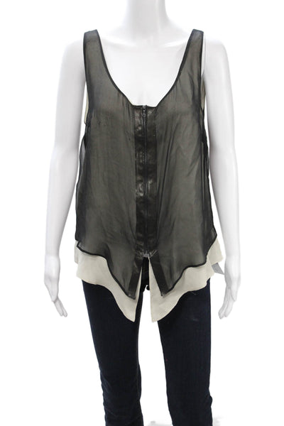 Kaelen Women Silk V-Neck Sleeveless Tunic Black Size M