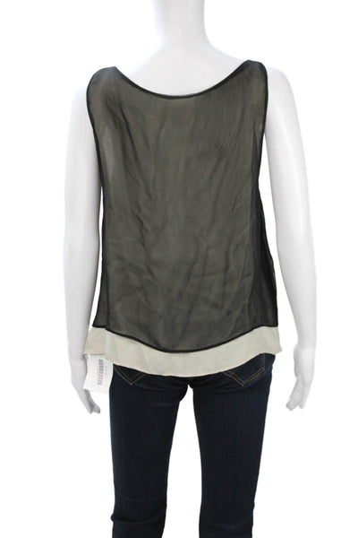 Kaelen Women Silk V-Neck Sleeveless Tunic Black Size M