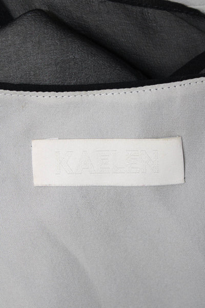 Kaelen Women Silk V-Neck Sleeveless Tunic Black Size M