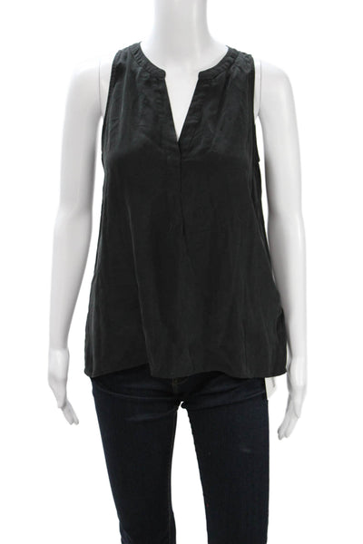 Joie Womens Silk V-Neck Sleeveless Basic Blouse Black Pullover Size XS