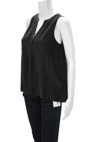 Joie Womens Silk V-Neck Sleeveless Basic Blouse Black Pullover Size XS