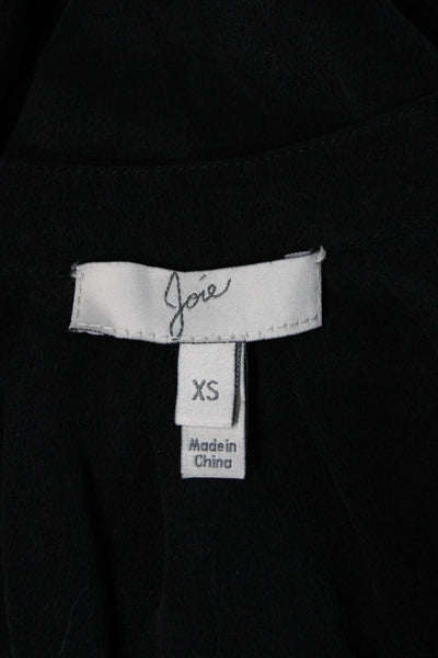 Joie Womens Silk V-Neck Sleeveless Basic Blouse Black Pullover Size XS