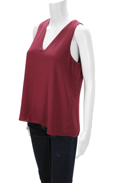 Babaton Womens Red Sleeveless V-Neck Basic Tank Top Polyester Button Size S