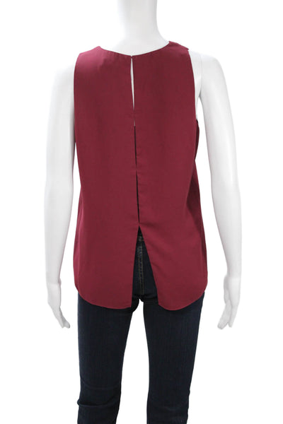 Babaton Womens Red Sleeveless V-Neck Basic Tank Top Polyester Button Size S