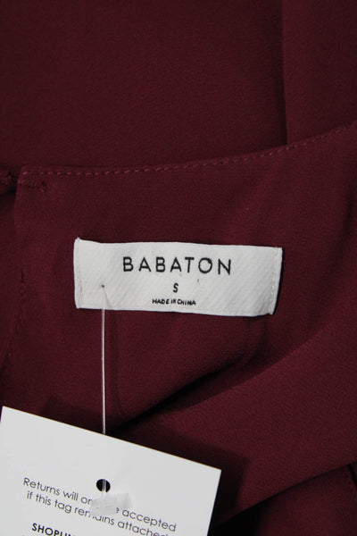 Babaton Womens Red Sleeveless V-Neck Basic Tank Top Polyester Button Size S