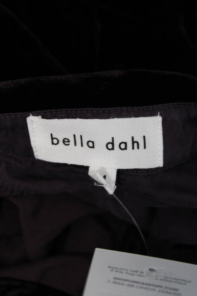 Bella Dahl Women Basic Collared Long Sleeve Button-Up Purple Rayon Silk Size M