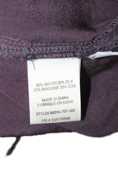 Bella Dahl Women Basic Collared Long Sleeve Button-Up Purple Rayon Silk Size M