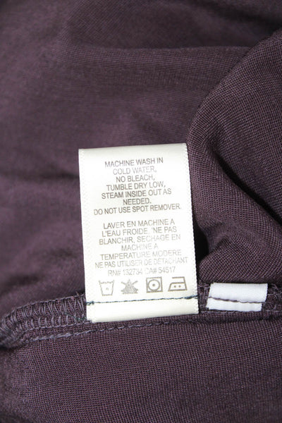 Bella Dahl Women Basic Collared Long Sleeve Button-Up Purple Rayon Silk Size M