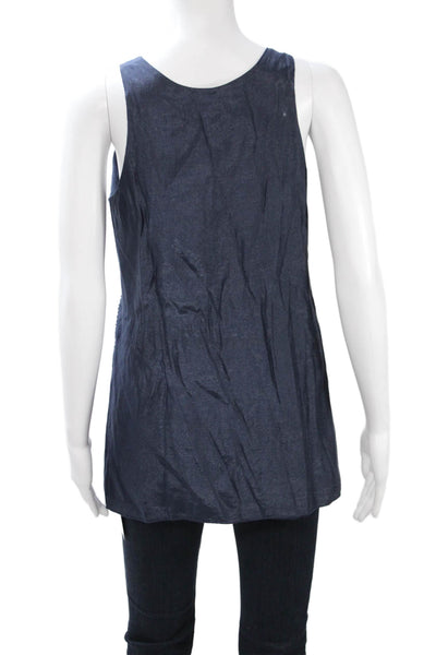 Eventi Womens Sleeveless Scoop Neck Tunic Tank Blue Polyester Blend Size M