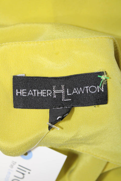 Heather Lawton Women Basic Yellow Silk V-Neck Long Sleeve Blouse Size 6