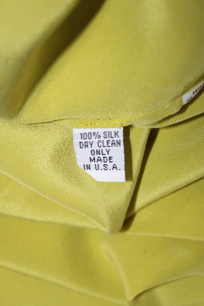 Heather Lawton Women Basic Yellow Silk V-Neck Long Sleeve Blouse Size 6