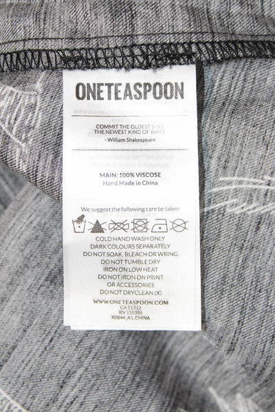 One Teaspoon Women Black Palm Tree V-Neck Tank Viscose Summer Size M