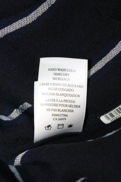 Rails Women Striped Rayon Collared Button Basic Blouse Long Sleeve Blue Size L