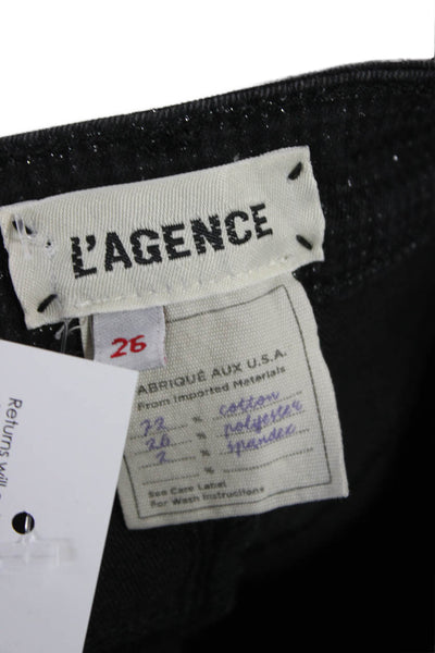 L'Agence Women Skinny Black Check Cotton Jeans Size 26