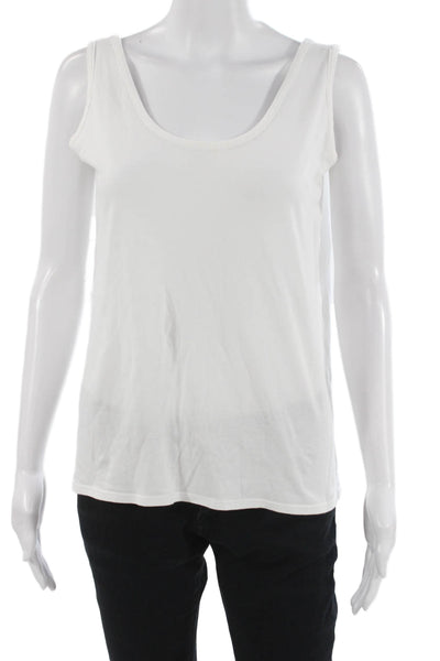 The Row Womens Basic Sleeveless Scoop Neck Cotton Blend Tank White Size M