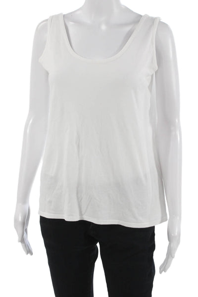 The Row Womens Basic Sleeveless Scoop Neck Cotton Blend Tank White Size M