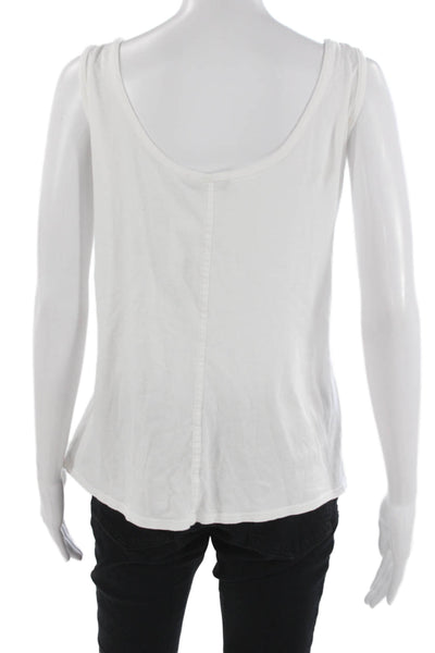 The Row Womens Basic Sleeveless Scoop Neck Cotton Blend Tank White Size M