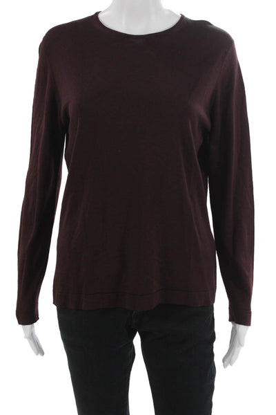 Jaeger Women Pullover Wool Crew Neck Long Sleeve Red Fall Size L