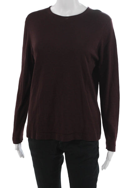 Jaeger Women Pullover Wool Crew Neck Long Sleeve Red Fall Size L
