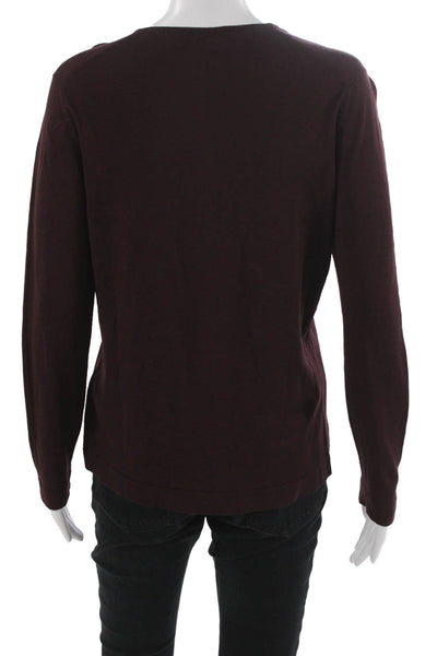 Jaeger Women Pullover Wool Crew Neck Long Sleeve Red Fall Size L