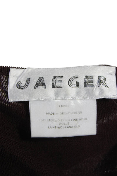 Jaeger Women Pullover Wool Crew Neck Long Sleeve Red Fall Size L