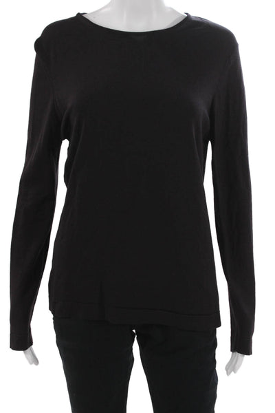 Jaeger Womens Pullover Boat Neck Merino Wool Black Long Sleeve Size L