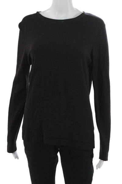 Jaeger Womens Pullover Boat Neck Merino Wool Black Long Sleeve Size L