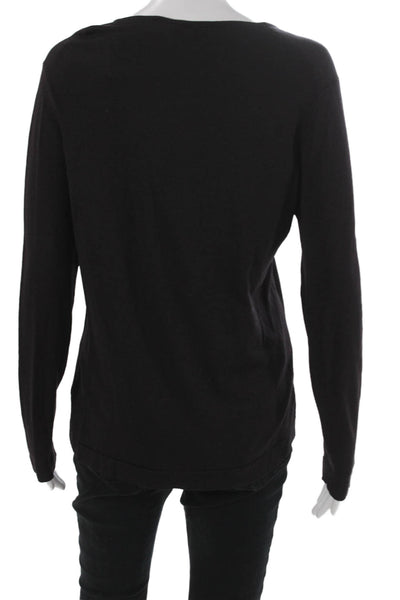 Jaeger Womens Pullover Boat Neck Merino Wool Black Long Sleeve Size L