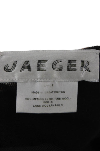 Jaeger Womens Pullover Boat Neck Merino Wool Black Long Sleeve Size L